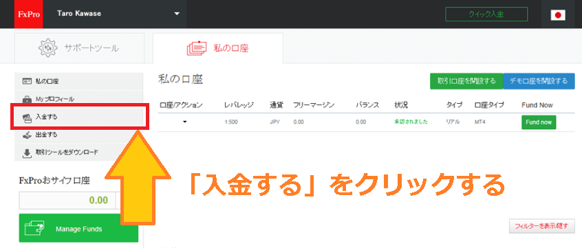 FxPro入金する