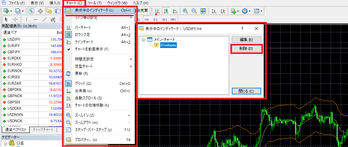 エンベロープ削除方法